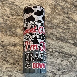 Crazy Heifer Cow Handcrafted Print Tumbler NIB